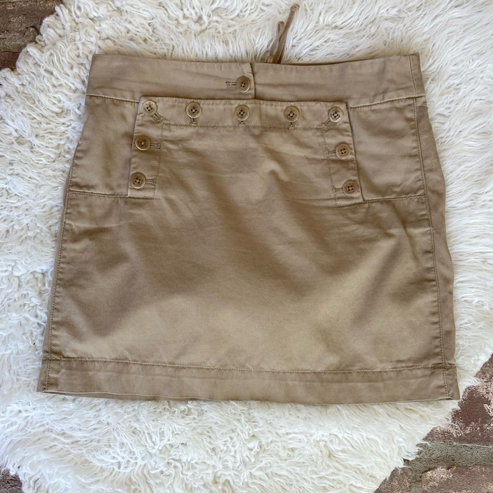 J Crew Classic Twill Chino 100% Cotton Khaki Mini Skirt Women’s Size 2